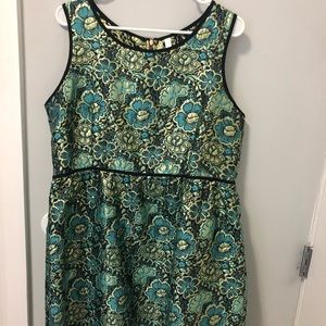 blue foral metallic-esque party dress